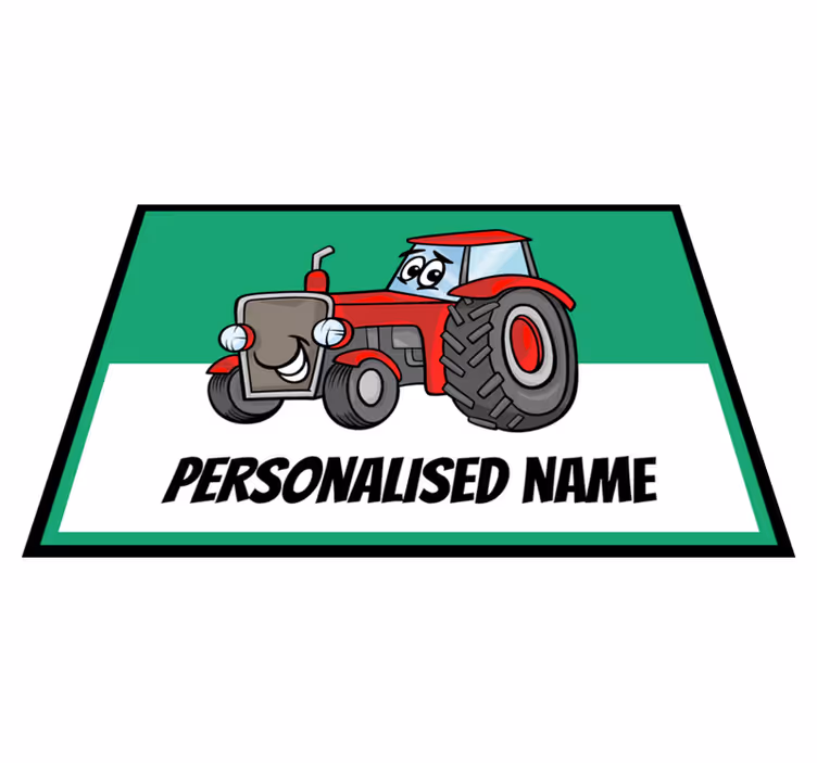 Vinylteppich mit Name Personalisierter roter traktor - TenStickers
