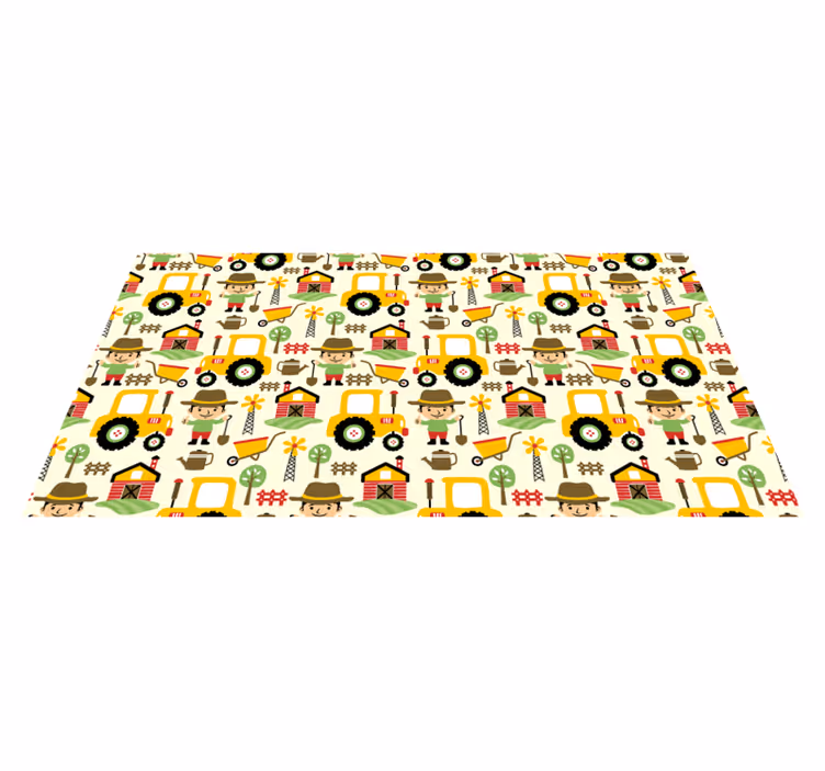 Vinyl Teppich Kinder kinder-bauernhof-muster - TenStickers