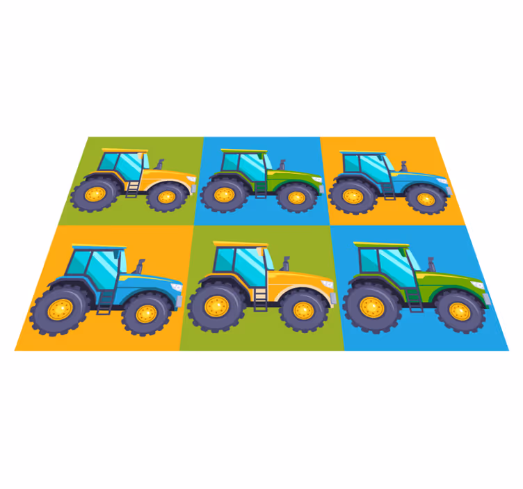 Vinylteppich kindlich bunte traktorquadrate - TenStickers