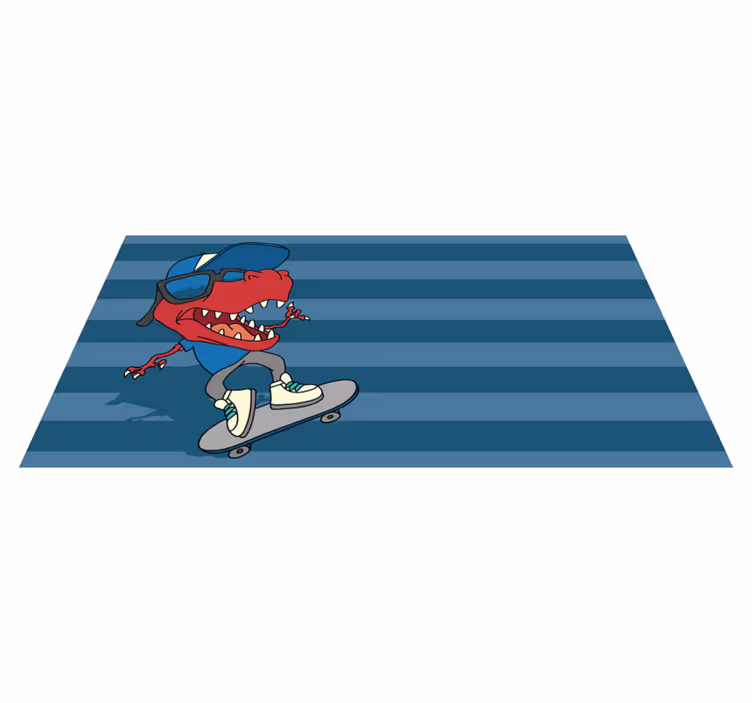 Vinylteppich Tiere Dinosaurier auf skateboard - TenStickers