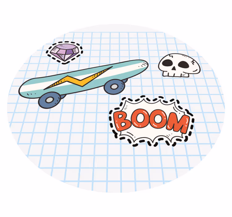 Vinylteppich kindlich skateboard-comic-illustration - TenStickers
