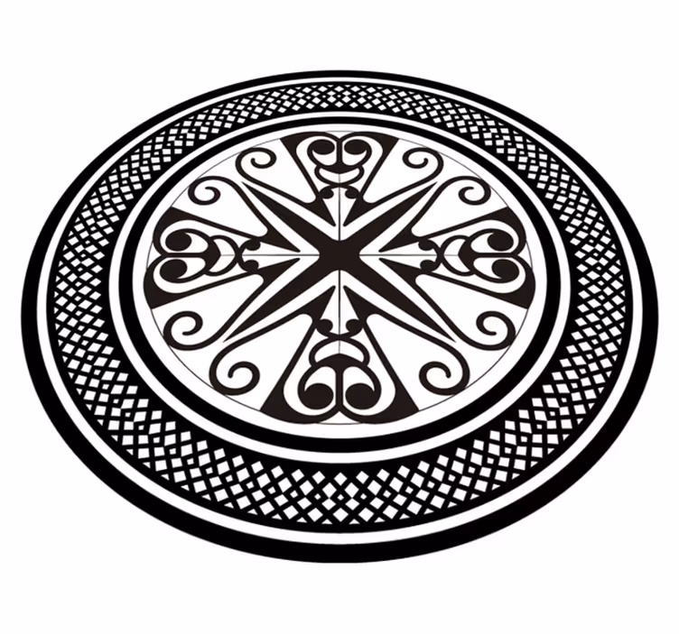Vinylteppich Mandala Schwarz-weiß-mandala - TenStickers