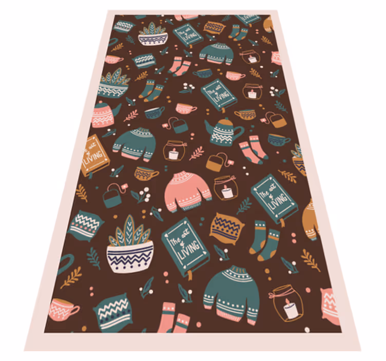 Vinylteppich nordisch Rosa nordisches Muster - TenStickers
