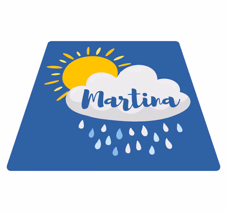 Vinylteppich kindlich regenwolke mit namen - TenStickers