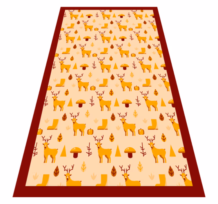Vinyl Teppich Tiere hirsch und laub - TenStickers