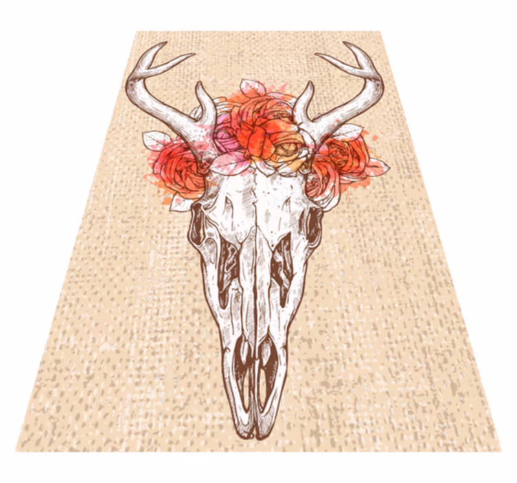 Vinyl Teppich Tiere totenkopf-blumenarrangement - TenStickers