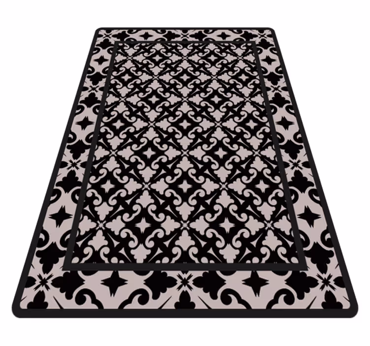Vinyl Teppich Küche elegantes schwarzes muster - TenStickers