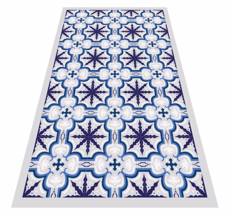 Vinyl Teppich Fliesenoptik kompliziertes blaues muster - TenStickers
