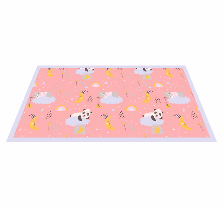Vinylteppich kindlich wolken auf rosa hintergrund - TenStickers
