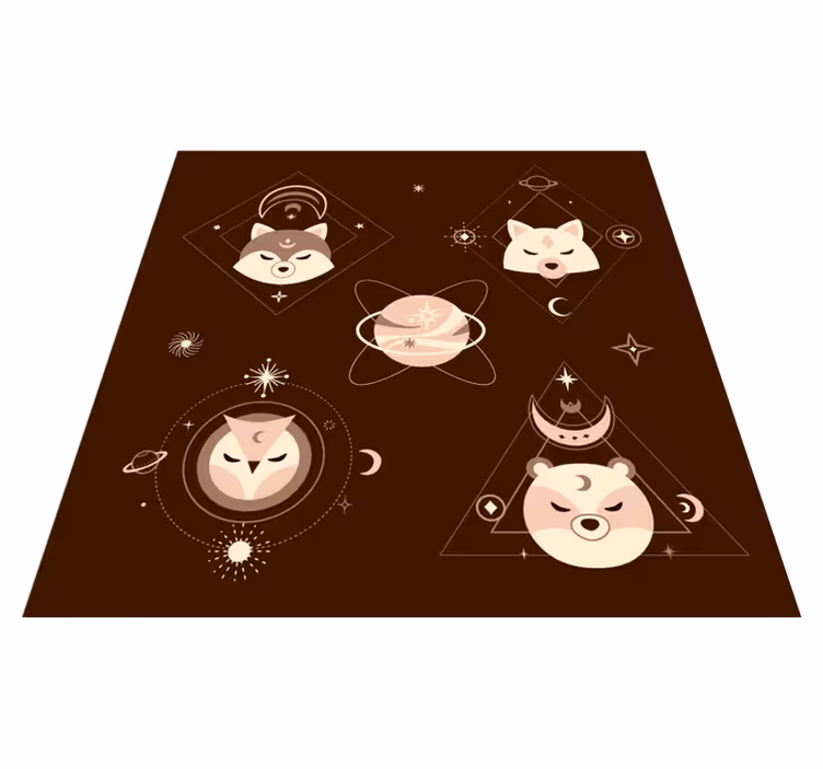 Vinyl Teppich Kinder weltraumtiere abenteuer - TenStickers