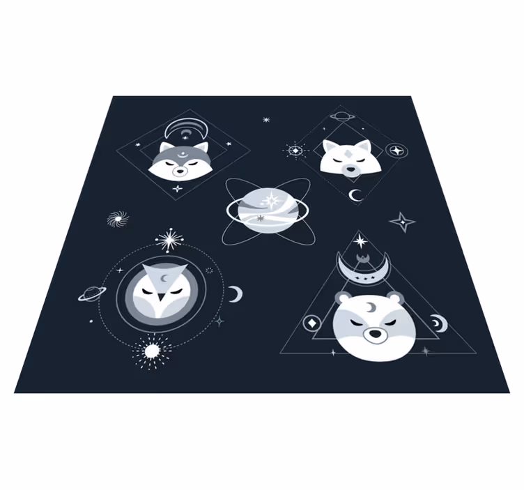 Vinylteppich kindlich kosmische tiergesichter - TenStickers