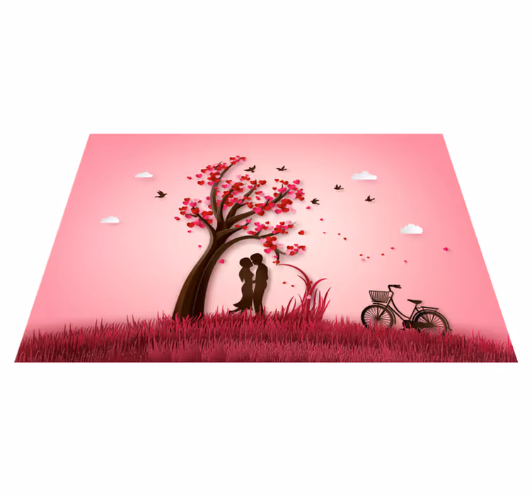 Vinyl Teppich Blumen romantische baumszene - TenStickers