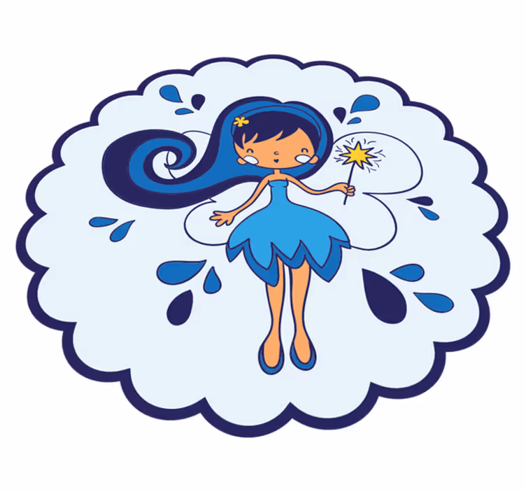 Vinyl Teppich Kinder blaue märchenprinzessin - TenStickers