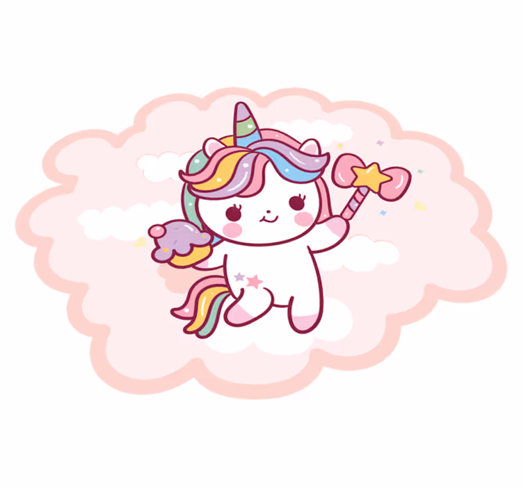 Vinyl Teppich Kinder baby-einhorn mit zauberstab - TenStickers