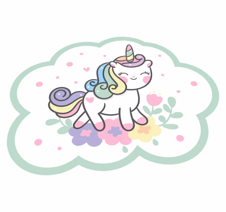 Vinyl Teppich Kinder süße einhornillustration - TenStickers
