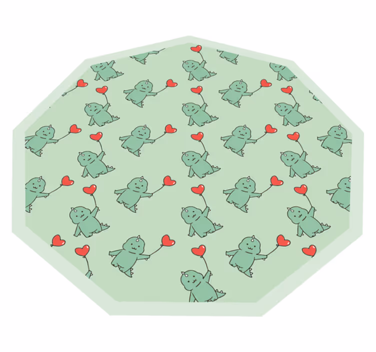 Vinyl Teppich Kinder grüne drachen mit herzen - TenStickers