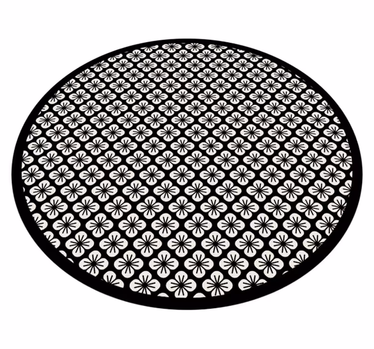 Vinyl Teppich Blumen schwarzes blumenmotiv - TenStickers