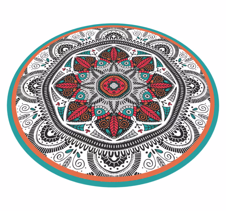 Vinyl Teppich Mandala kreisförmiger grauer fokus - TenStickers