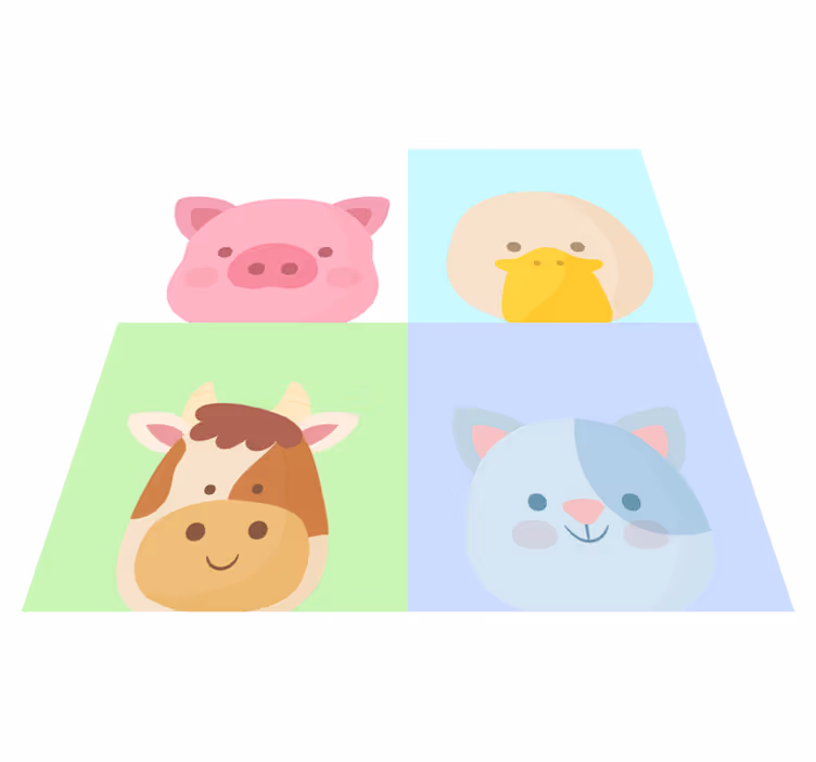 Vinyl Teppich Kinder süße tiergesichter - TenStickers
