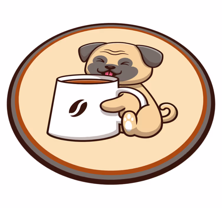 Vinyl Teppich Tiere süße mops-tasse - TenStickers