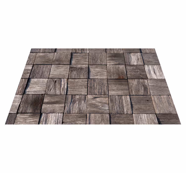 Vinylteppich Holzoptik graues quadratdesign - TenStickers