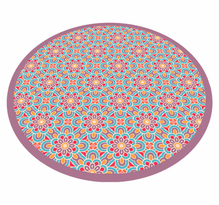 Vinyl teppich mandala mit lebendigem blumenmuster - TenStickers