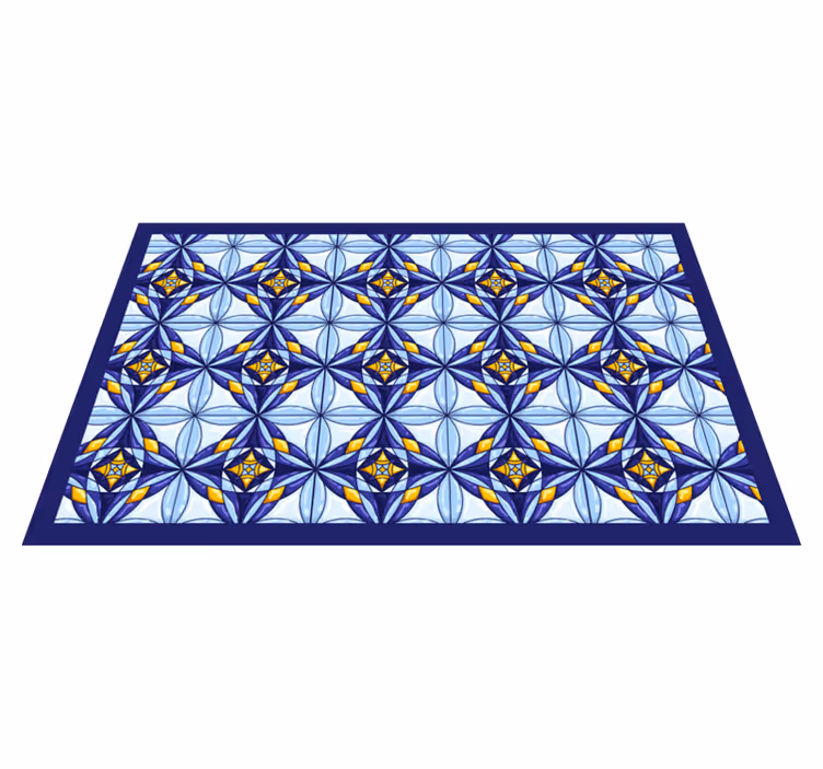 Vinylteppich Mandala Portugiesisches blaues und gelbes mandala - TenStickers