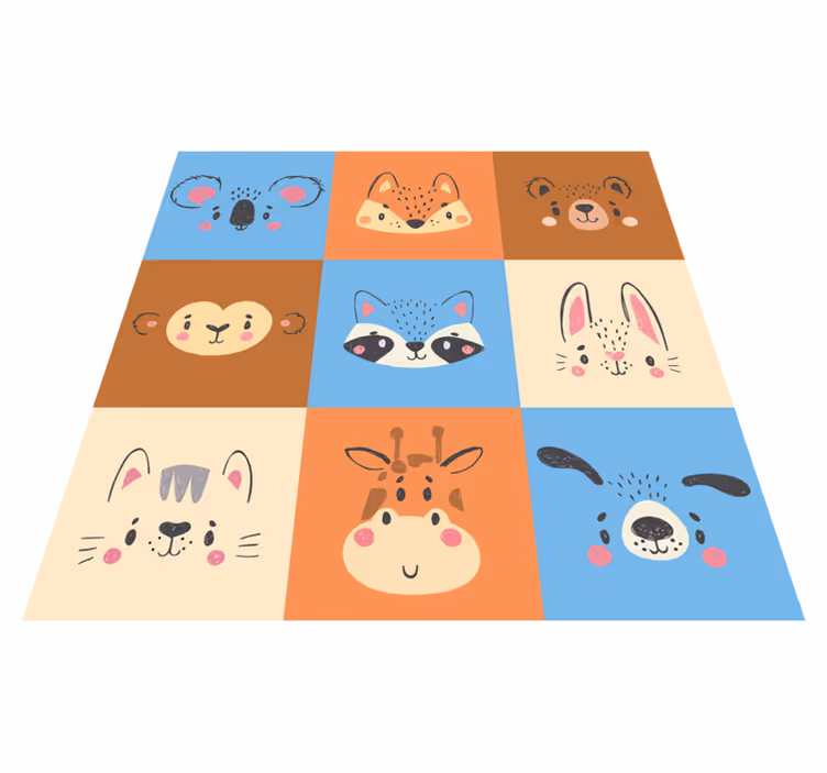 Vinylteppich kindlich baby-tier-fliesen - TenStickers