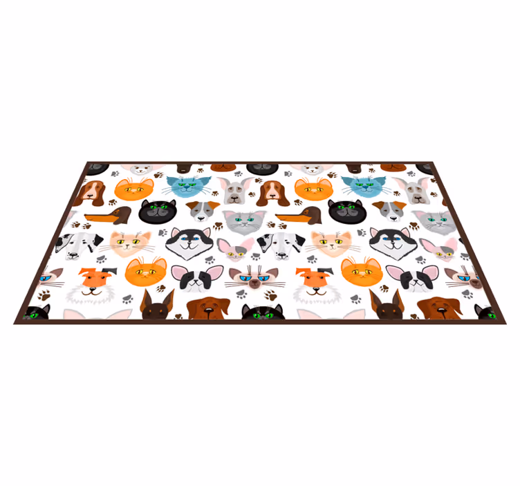 Vinyl Teppich Tiere bezaubernde kreaturengesichter - TenStickers