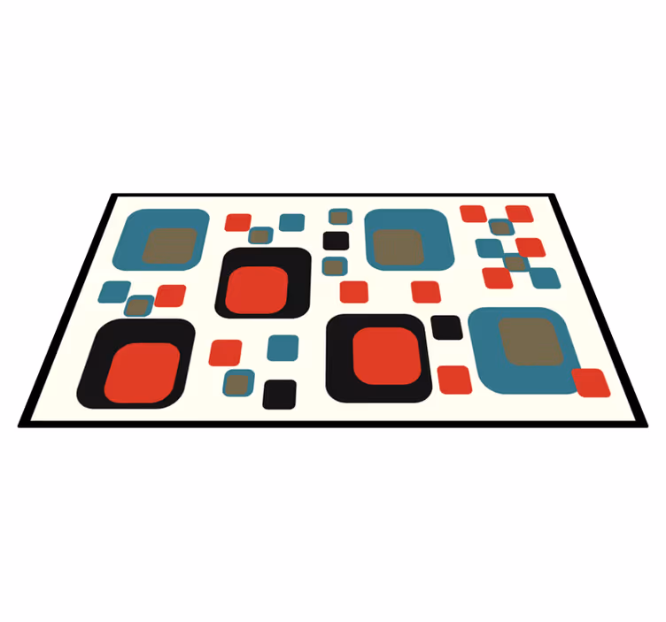 Vinylteppich geometrisch 70er jahre blaue und schwarze quadrate - TenStickers