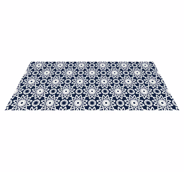 Vinyl Teppich Küche marineblaues blumenmuster - TenStickers