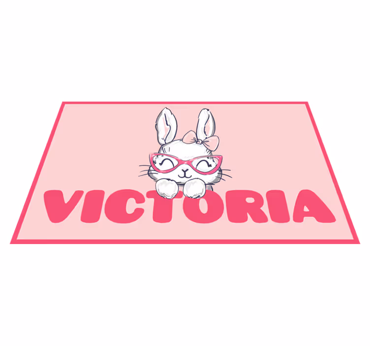 Vinylteppich kindlich hase mit brille und namen - TenStickers