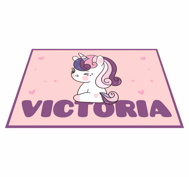Vinyl teppich mit namen im süßen einhorn design - TenStickers