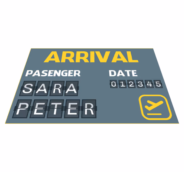 Vinyl Teppich mit Namen ankunftsflugticket - TenStickers