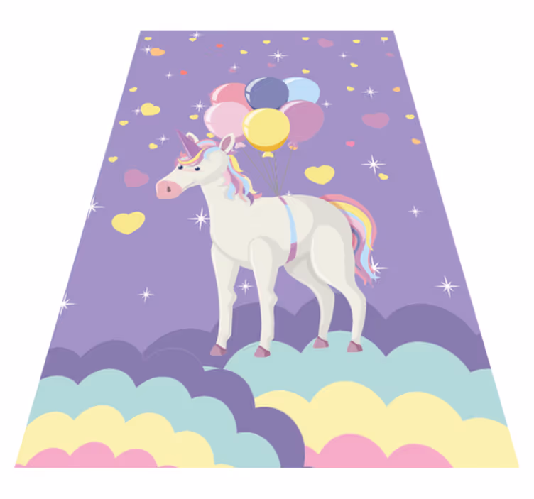 Vinyl Teppich Kinder lila einhorn-ballons - TenStickers