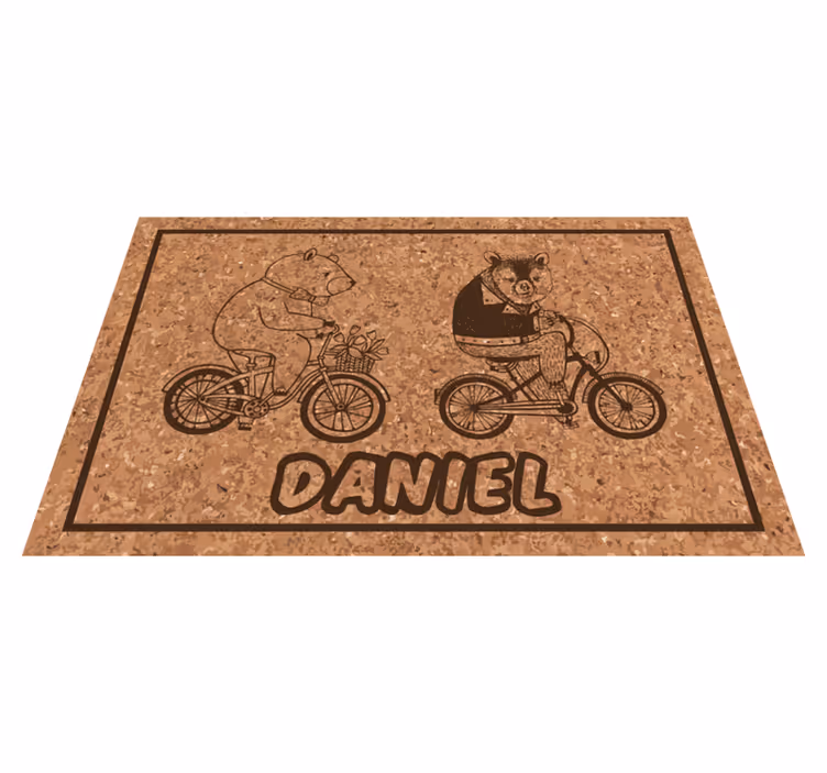 Vinylteppich kindlich fahrradbären mit namen - TenStickers