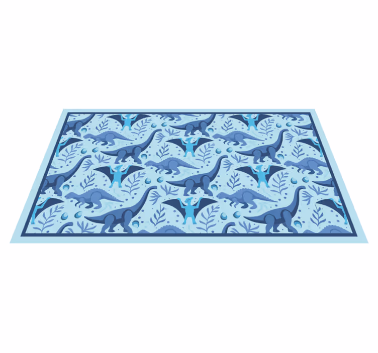 Vinylteppich kindlich blaue dinosaurier-expedition - TenStickers