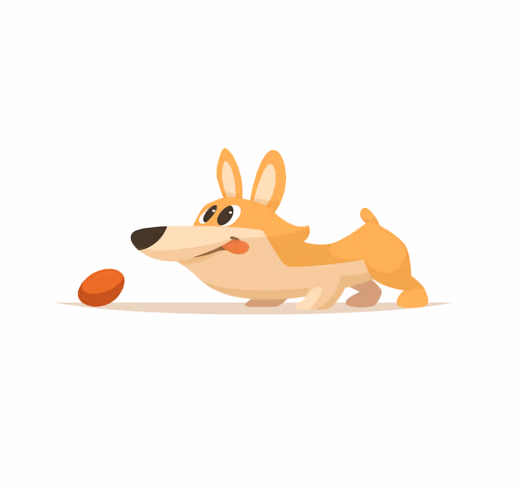 Vinylteppich kindlich spielerische corgi-jagd - TenStickers