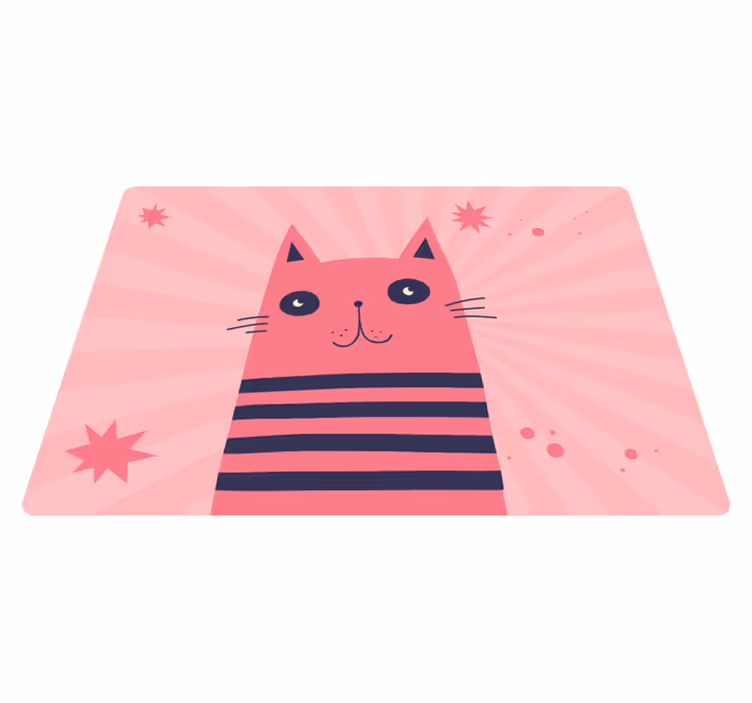 Vinyl Teppich Kinder rosa katzenillustration - TenStickers