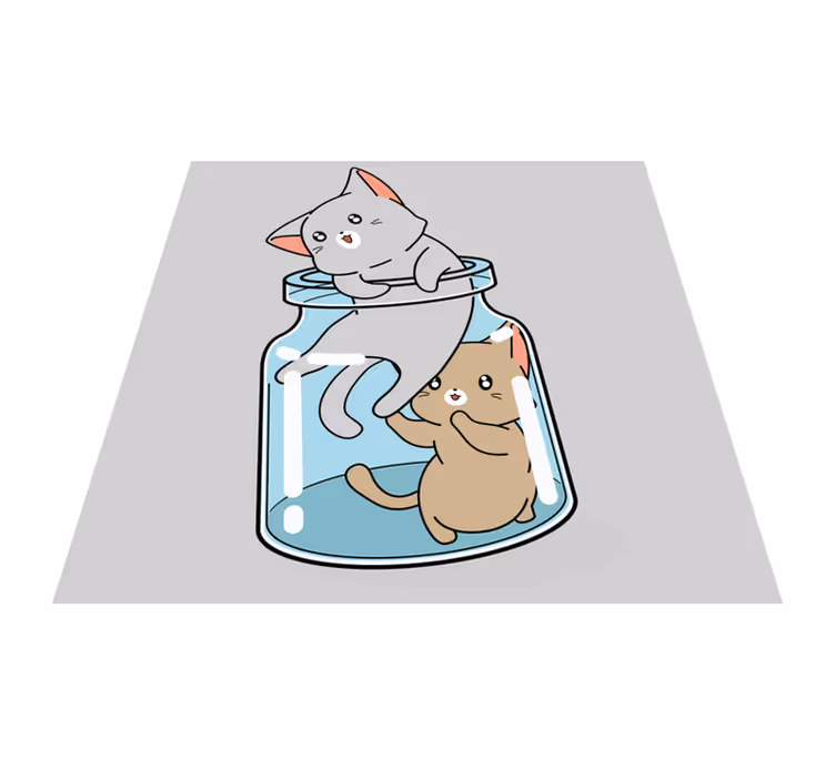 Vinyl teppich tiere süße katzen dose - TenStickers