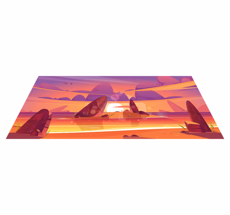 Vinylteppich Natur Cartoon strand und meer - TenStickers