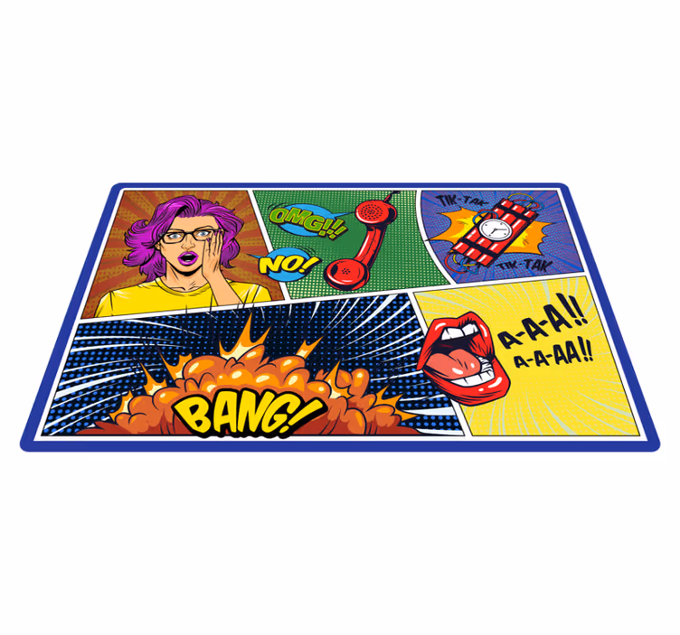 Vinyl Teppich Jugendzimmer reaktionen im comic-stil - TenStickers