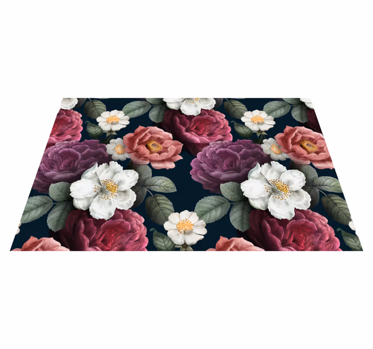 Vinylteppich Blumen Weiße und rote rosen - TenStickers