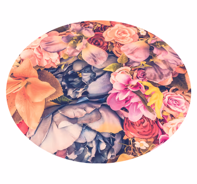 Vinyl Teppich Blumen blumenarrangement rund - TenStickers