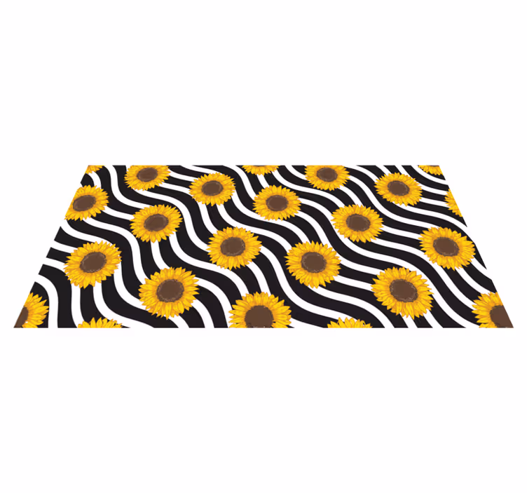 Vinyl Teppich Blumen sonnenblumen-wellenmuster - TenStickers
