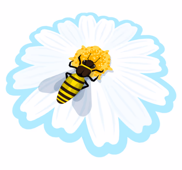 Vinyl Teppich Blumen biene auf gänseblümchen - TenStickers
