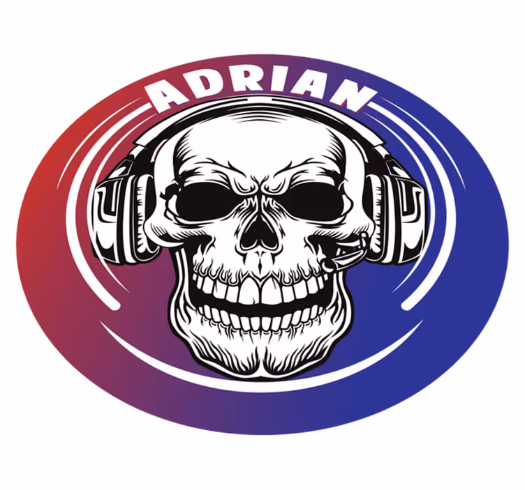 Vinyl teppich jugendzimmer personalisierte skull kopfhörer - TenStickers