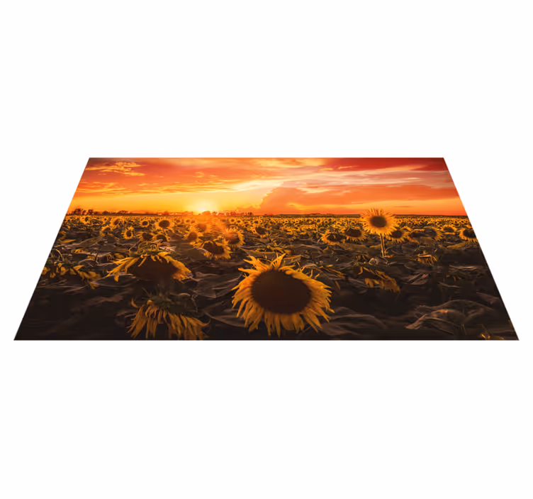Vinyl Teppich Blumen sonnenblumen-sonnenuntergangsszene - TenStickers