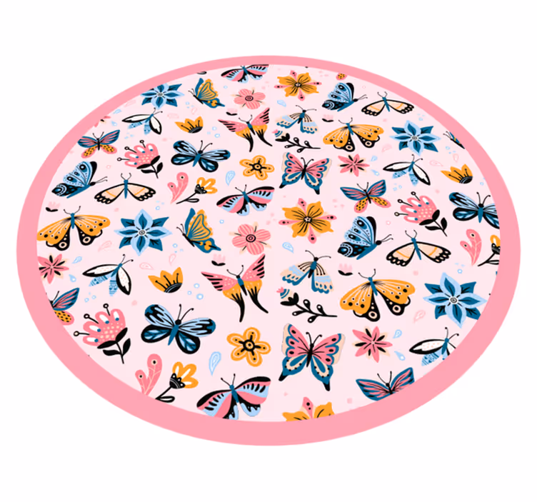 Vinyl Teppich Kinder lebendiges schmetterlingsemblem - TenStickers