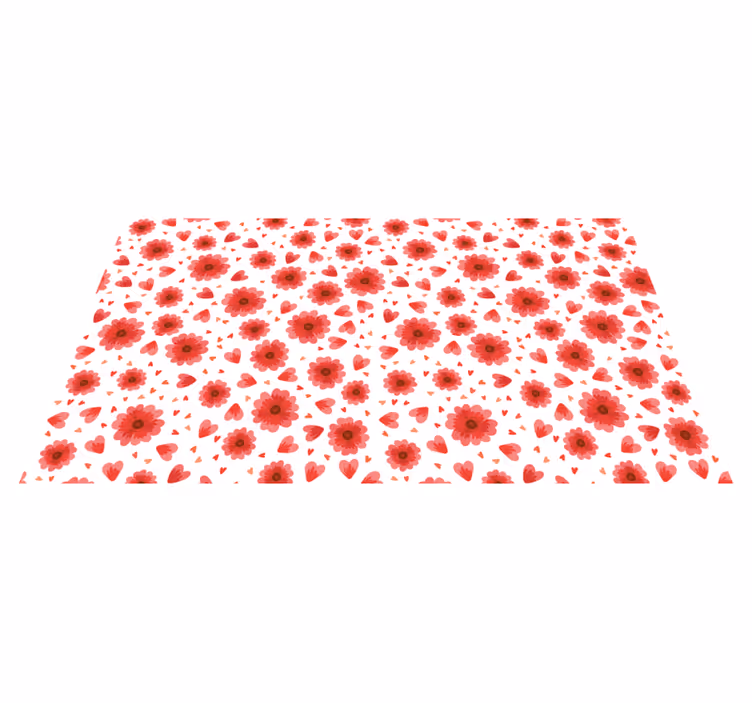 Vinyl Teppich Blumen florales herzmuster - TenStickers
